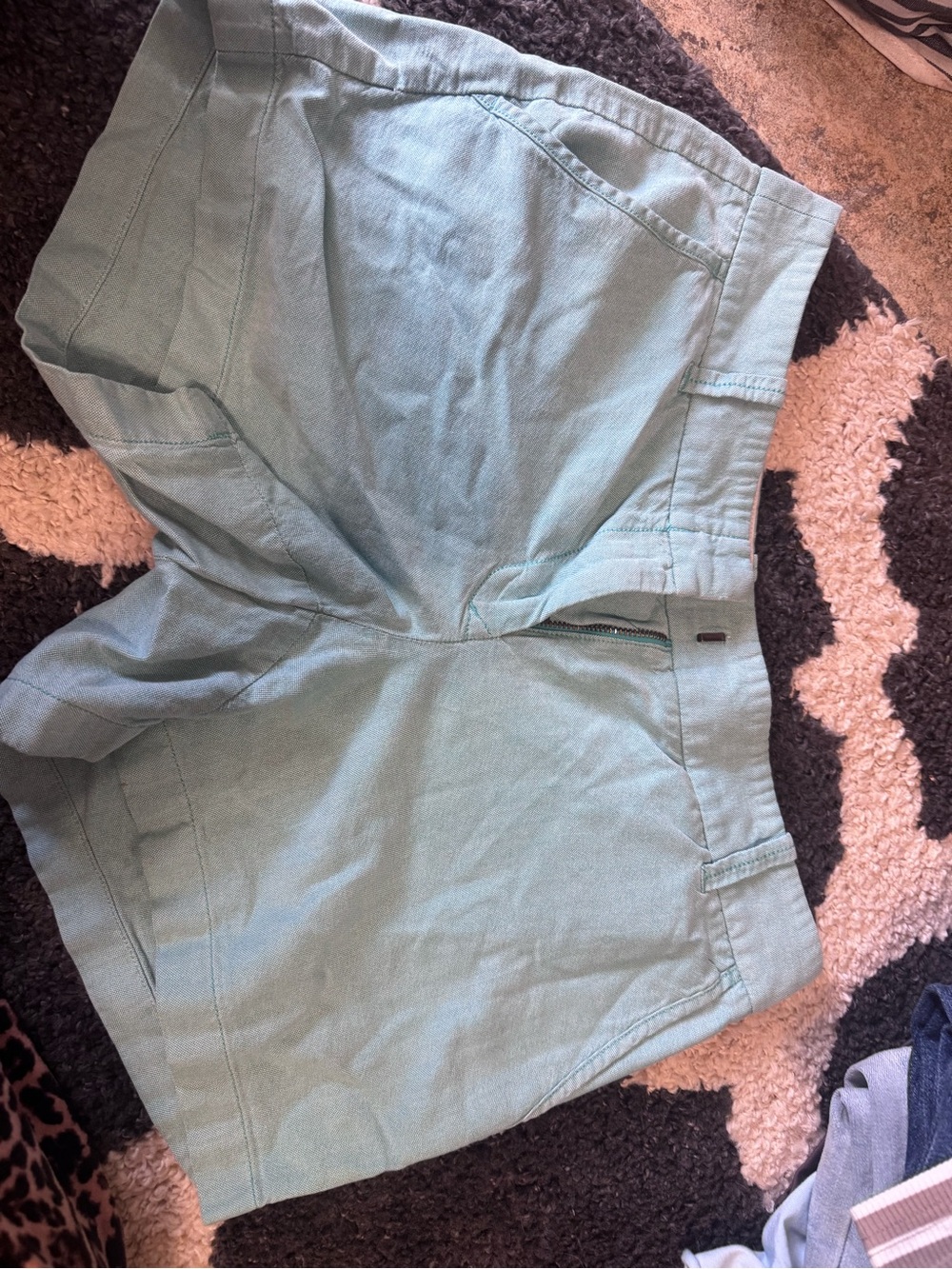 J. Crew Light Teal High-Waist Cotton Shorts